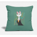 Cat Female Investor Cypress Green Pillow